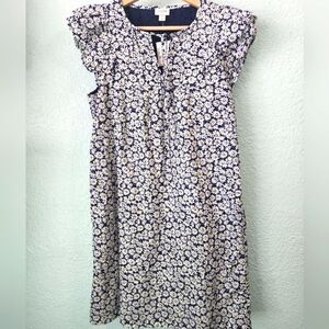 J Crew eyelet sleeveless floral shift dress side pockets lined